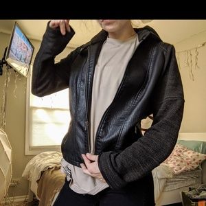 Half Leather/ Half Knit Light Jacket